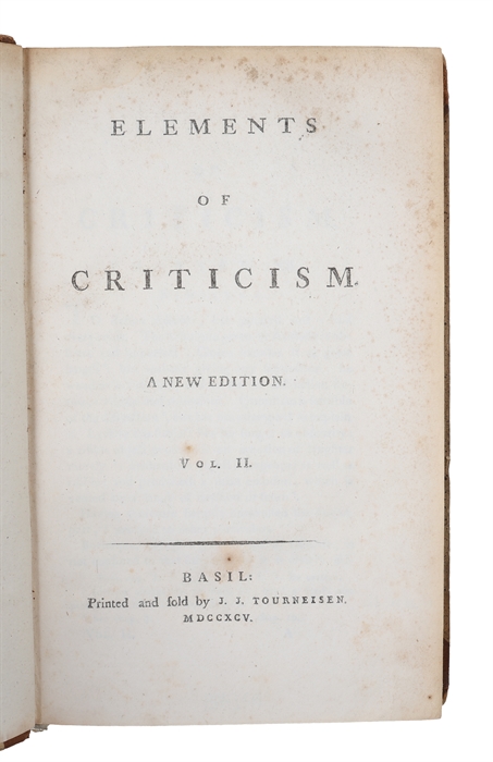 Elements of Criticism. A New Edition. 3 vols.