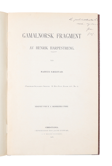 Gamalnorsk fragment av Henrik Harpestreng. (In "Videnskabs-Selskabets Skrifter). 