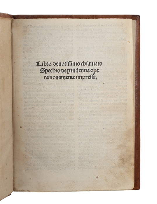 Libro devotissimo chiamato Spechio de prudentia opera nuovamente impressa. 