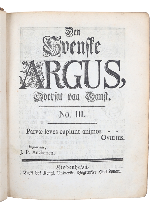 Den svenske Argus, Oversat paa Dansk. 2 parts (all).