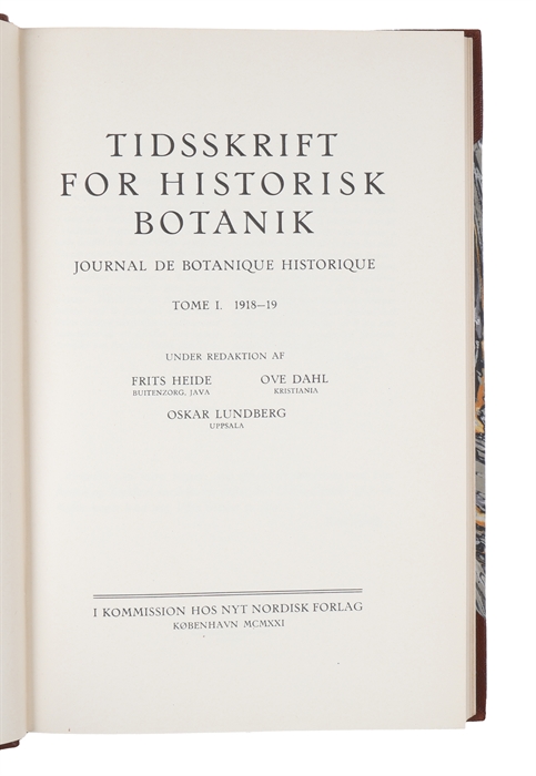 Tidsskrift for Historisk Botanik / Journal de Botanique Historique. Heft 1 - 4.