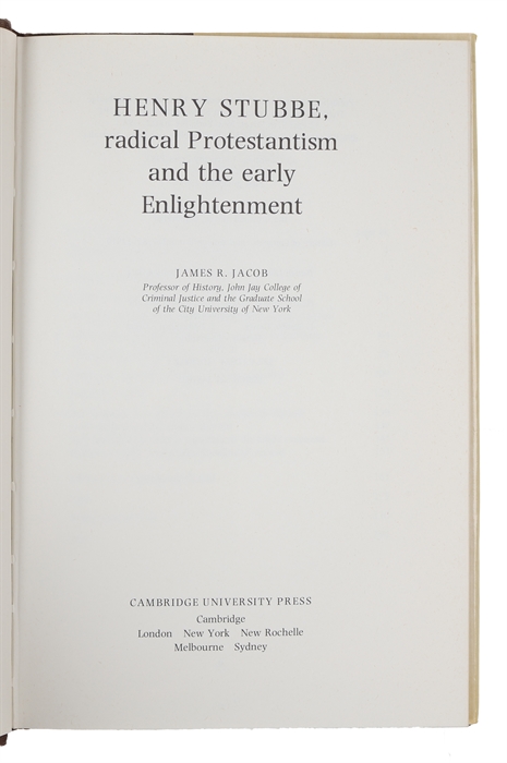 Henry Stubbe, radical Protestantism and the early Enlightenment.
