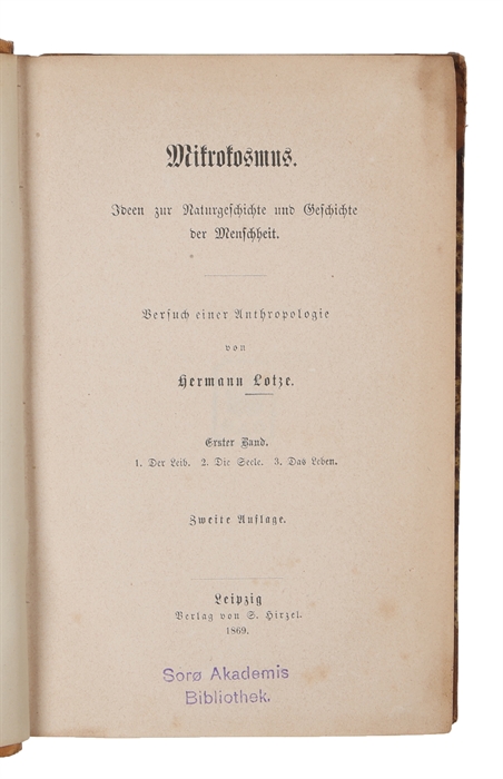 Mikrokosmus. Ideen zur Naturgeschichte und Geschichte der Menschheit. Zweite Auflage. 3 vols. 