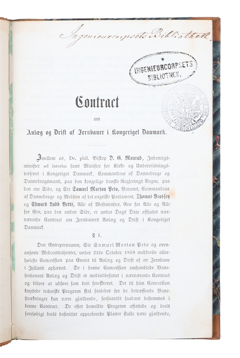 Contract om Anlæg og Drift af Jernbaner i Kongeriget.
