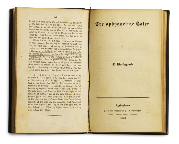 To opbyggelige Taler af S. Kierkegaard + Tre opbyggelige Taler af S. Kierkegaard + Fire opbyggelige Taler af S. Kierkegaard. 
