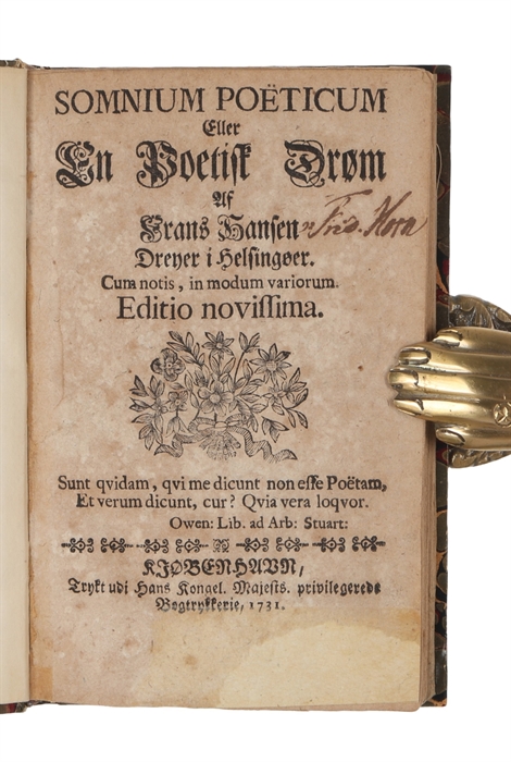 Somnium Poëticum Eller En Poetisk Drøm Af Frans Hansen Dreyer i Helsingøer. Cum notis, in modum variorum. Editio novissima.