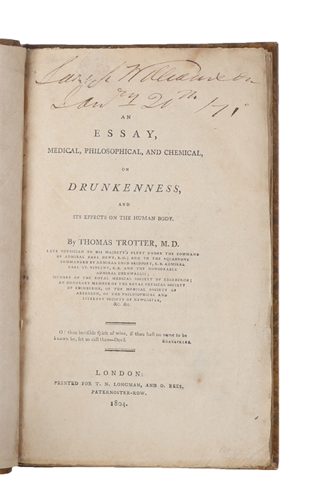 An Essay on Drunkenness, and its Effects on the Human Body.