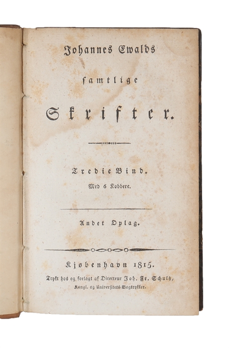Samtlige Skrifter. Fire Bind. Med Forfatterens Portrait og 21 Kobbere. Andet Oplag.