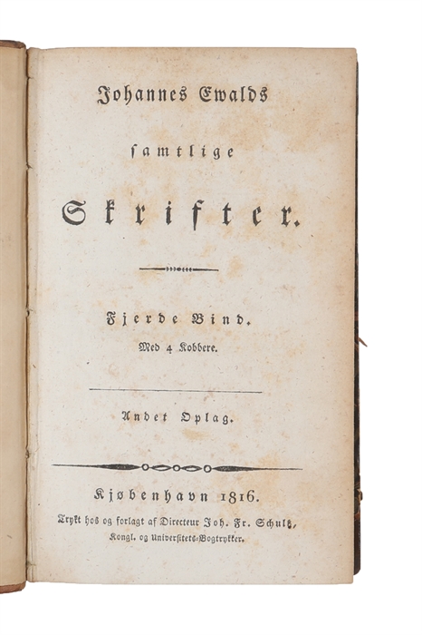 Samtlige Skrifter. Fire Bind. Med Forfatterens Portrait og 21 Kobbere. Andet Oplag.