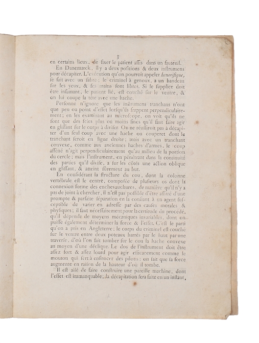 Loi relative à la peine de mort, et au mode d’exécution qui sera suivi à l’avenir. Donnée à paris, le 25 mars 1792.