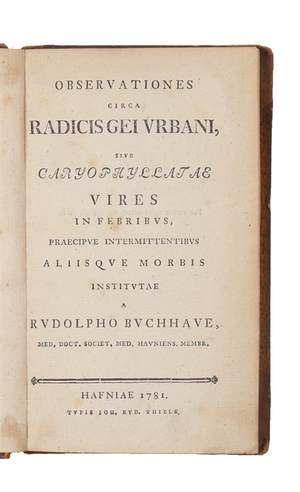 Observationes Circa Radicis Gei Urbani, Sive Caryophyllatae Vires In Febribus.