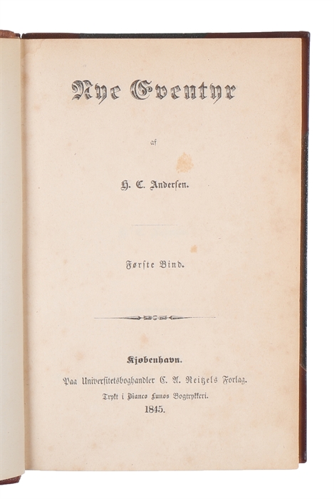 Nye Eventyr. 2 Bind (5 samlinger). (Alle samlinger i 1. oplag, også den første, som indeholder "Den grimme Ælling"). [New Fairy Tales. Complete with all five collections in two volumes, all in first issue, also the first, which contains "The Ugly Duck...