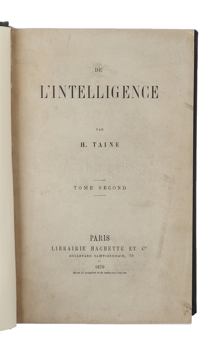 De L'intelligence. 2 vols.