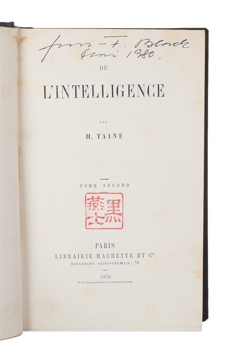De L'intelligence. 2 vols.