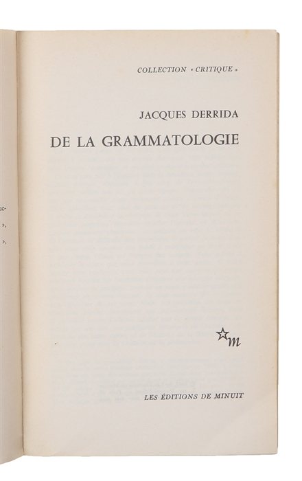 De la grammatologie.