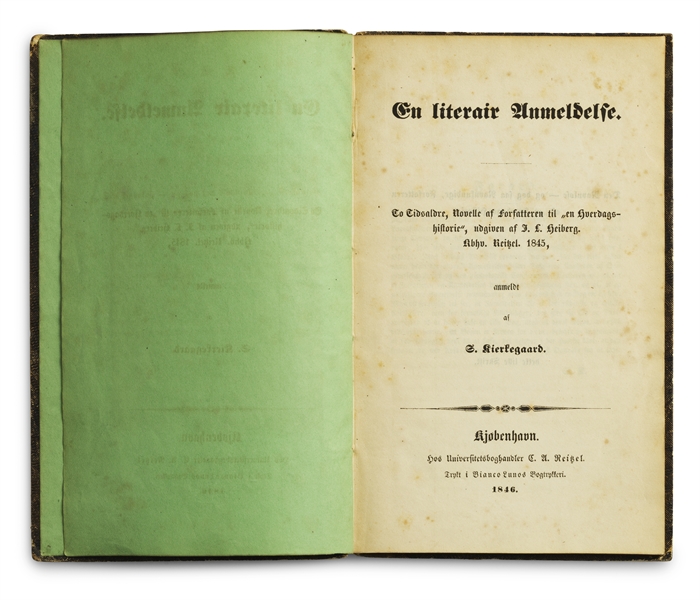 En literair Anmeldelse. To Tidsaldre, Novelle af Forfattern  til ”En Hverdagshistorie”, udgiven af J. L. Heiberg.  Kbhv. Reitzel. 1845, anmeldt af S. Kierkegaard.
